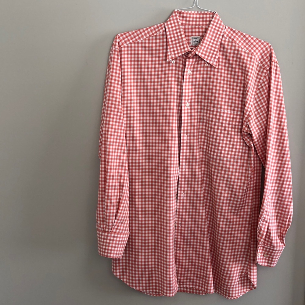 Peter Millar Orange Checker Men’s Button Down